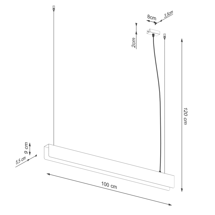 LED pendel SPARK 1xG13/8,5W/230V hvid