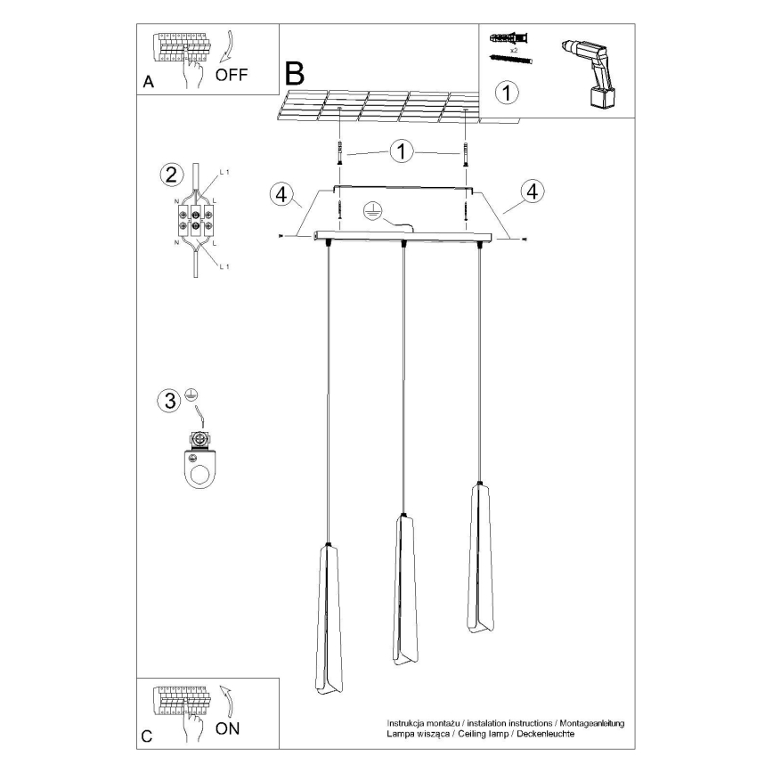 Pendel PRYSM 3xG9/8W/230V hvid