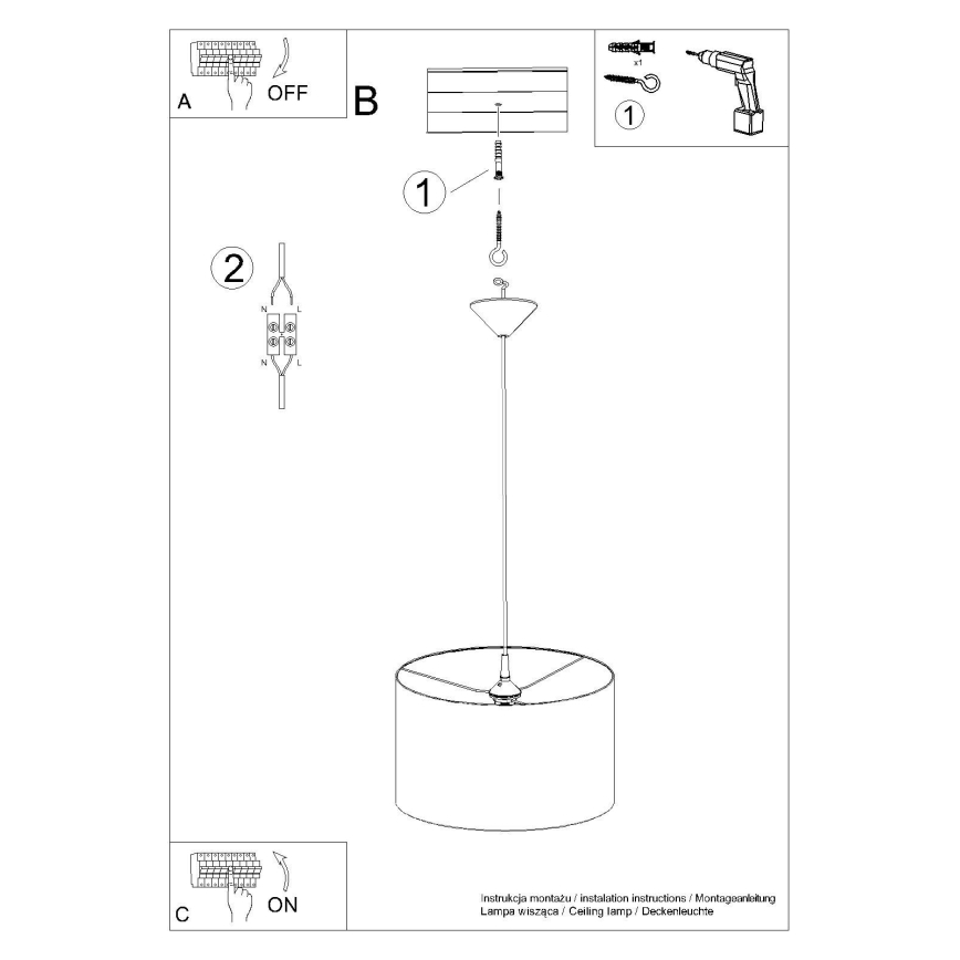 Pendel NOVA 1xE27/15W/230V diameter 40 cm hvid