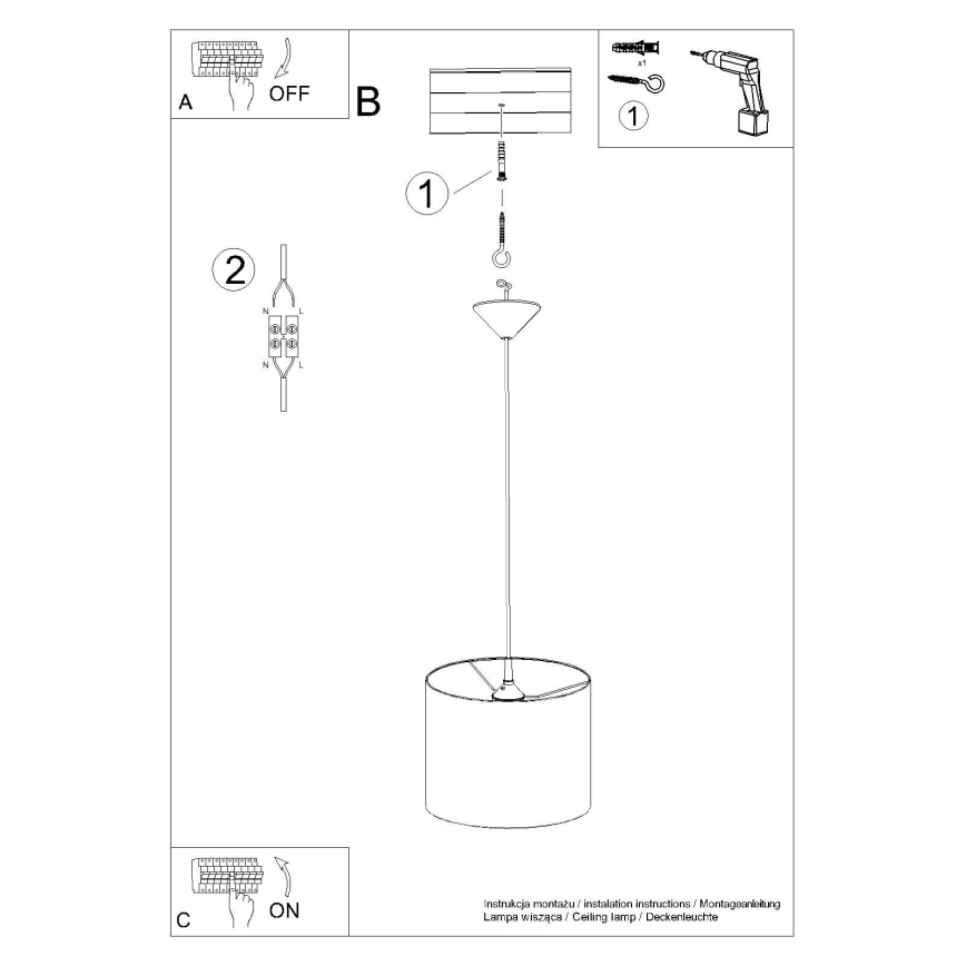 Pendel NOVA 1xE27/15W/230V diameter 30 cm sort