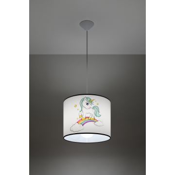 Sollux SL.1412 - Pendellampe til børn UNICORN 1xE27/15W/230V diameter 30 cm