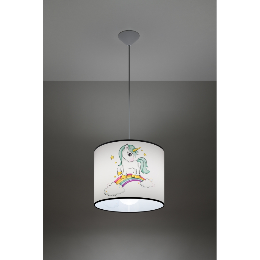 Sollux SL.1412 - Pendellampe til børn UNICORN 1xE27/15W/230V diameter 30 cm