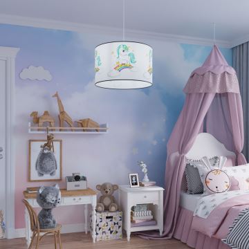 Sollux SL.1412 - Pendellampe til børn UNICORN 1xE27/15W/230V diameter 30 cm