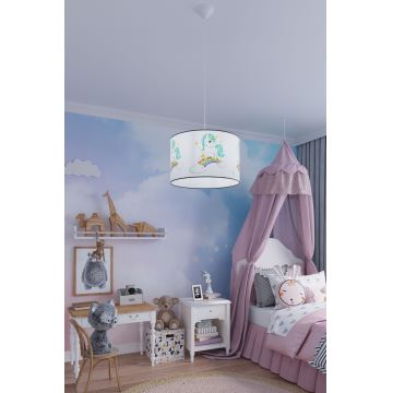 Sollux SL.1412 - Pendellampe til børn UNICORN 1xE27/15W/230V diameter 30 cm