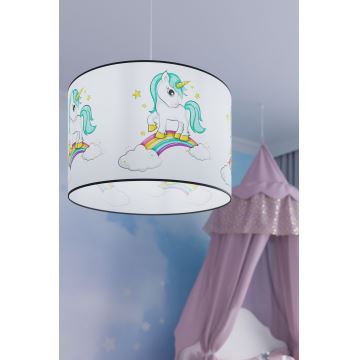 Sollux SL.1412 - Pendellampe til børn UNICORN 1xE27/15W/230V diameter 30 cm