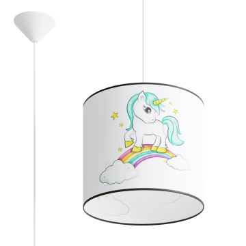 Sollux SL.1412 - Pendellampe til børn UNICORN 1xE27/15W/230V diameter 30 cm