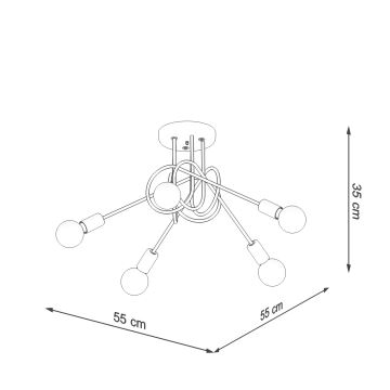 Loftlampe LOOP 5xE27/15W/230V hvid