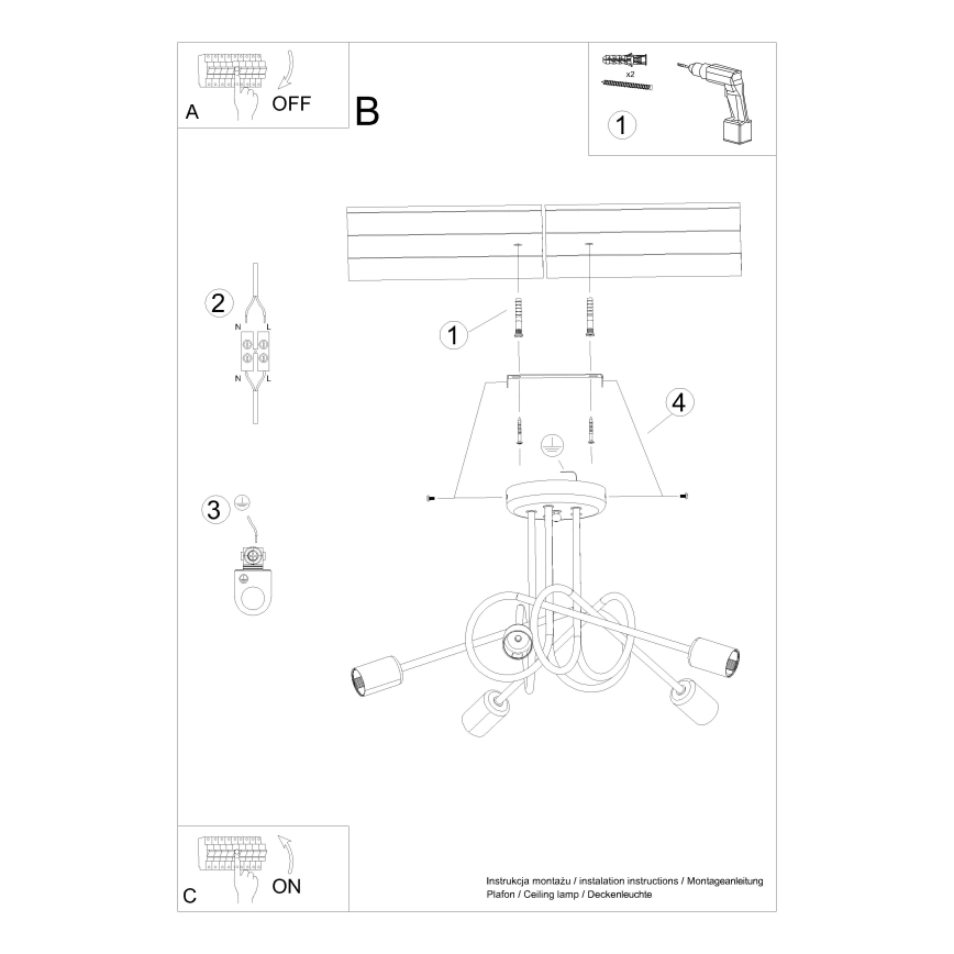 Loftlampe LOOP 5xE27/15W/230V hvid