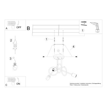 Loftlampe LOOP 3xE27/15W/230V sort