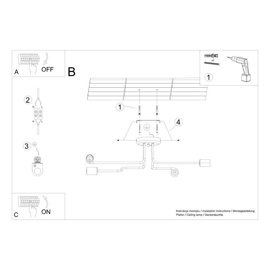 Loftlampe VECTOR 4xE27/15W/230V hvid