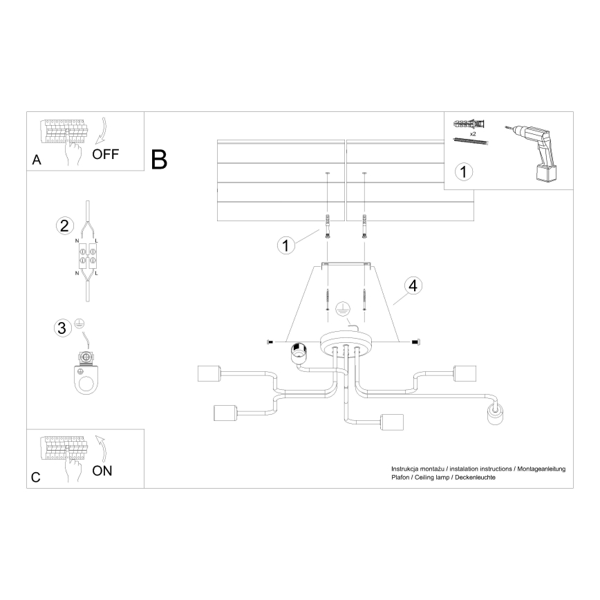 Loftlampe VECTOR 6xE27/15W/230V hvid