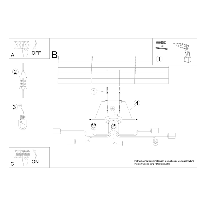 Loftlampe VECTOR 8xE27/15W/230V sort