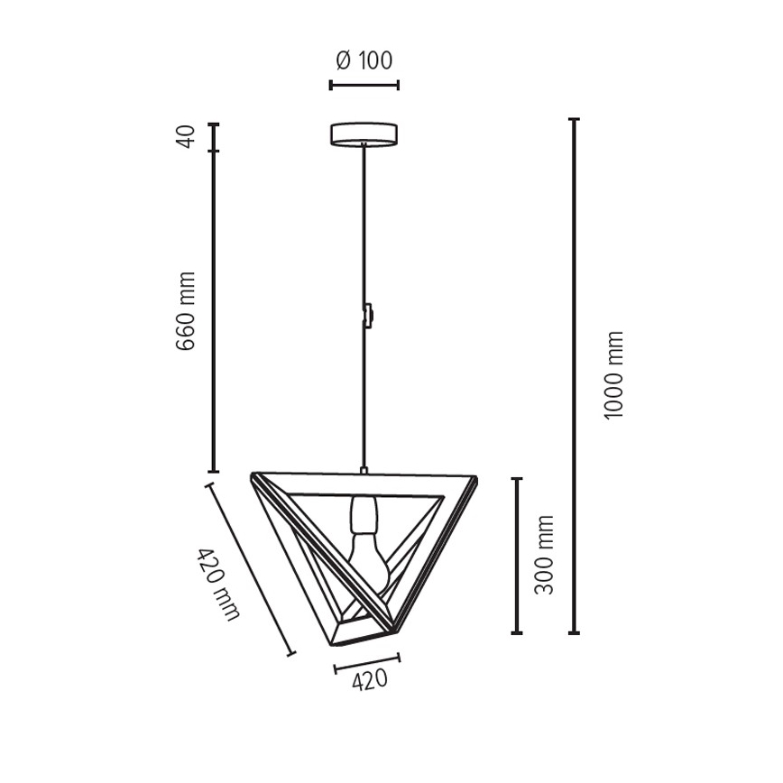 Pendel TRIGONON 1xE27/60W/230V mat eg - FSC-certificeret