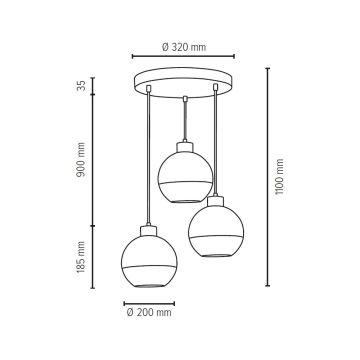 Pendel FRESH 3xE27/60W/230V - FSC-certificeret