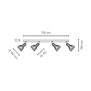 Spotlampe MEGAN 4xE14/40W/230V egetræ - FSC-certificeret træ