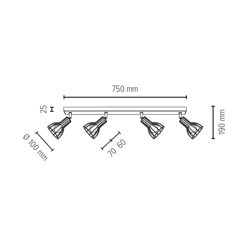 Spotlampe MEGAN 4xE14/40W/230V egetræ - FSC-certificeret træ