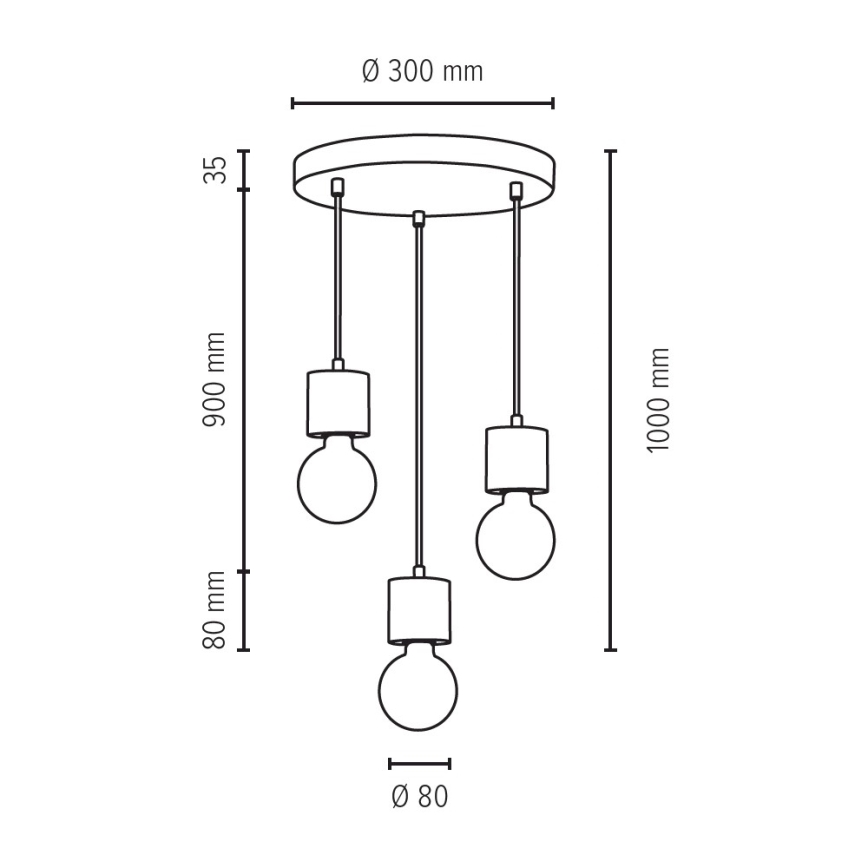 Pendel TRONGO 3xE27/60W/230V - FSC-certificeret