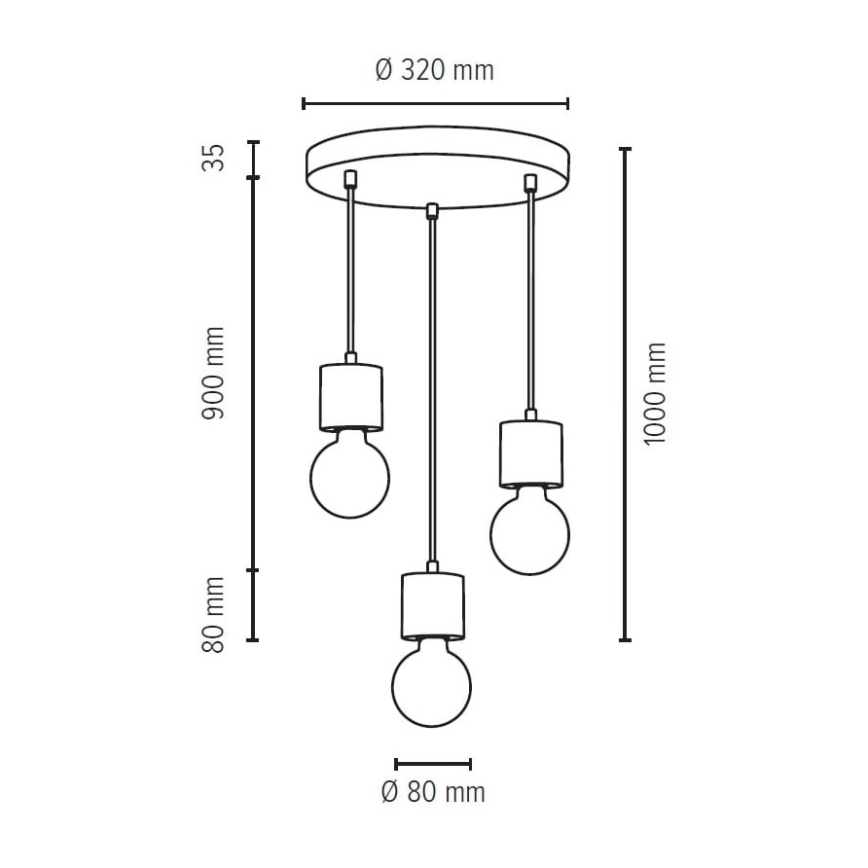 Pendel STRONG 3xE27/60W/230V - FSC-certificeret