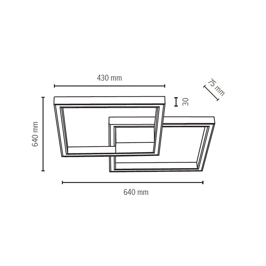 LED loftlampe dæmpbar RAMME LED/48W/230V + fjernbetjening mat eg - FSC-certificeret