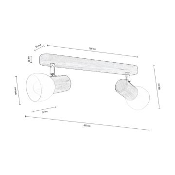 Loftspot NEL 2xE27/15W/230V fyrretræ - FSC-certificeret