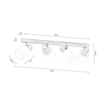 Loftspot TRENDY 4xE27/15W/230V fyrretræ - FSC-certificeret