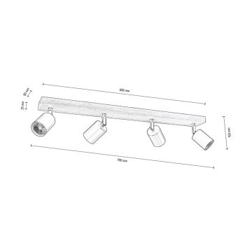 Loftspot MANARA 4xGU10/5W/230V fyrretræ - FSC-certificeret