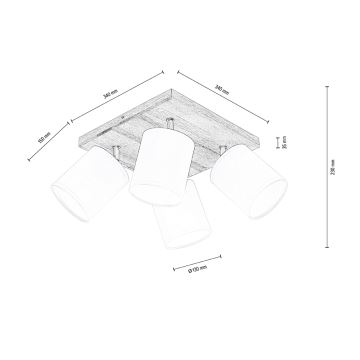 Loftspot APRILLIA 4xE27/25W/230V eg/hvid - FSC-certificeret