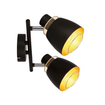 Spotlampe ALEKSANDRIA 2xE14/40W/230V sort/guldfarvet