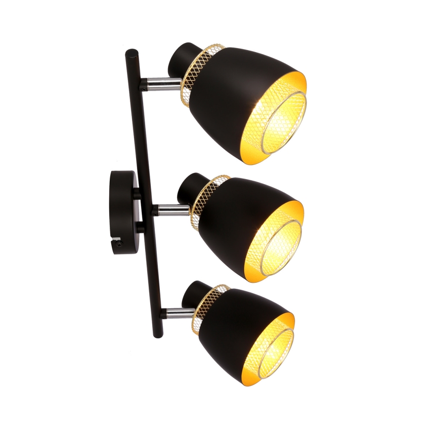 Spotlampe ALEKSANDRIA 3xE14/40W/230V sort/guldfarvet