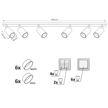 Spotlampe MARIBEL 6xGU10/10W/230V hvid