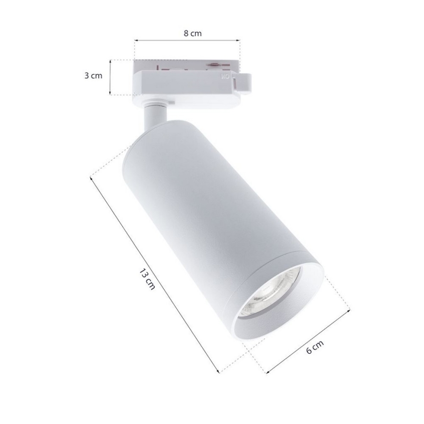 Spotlampe MICA til skinnesystem 1xGU10/25W/230V 1-faset hvid