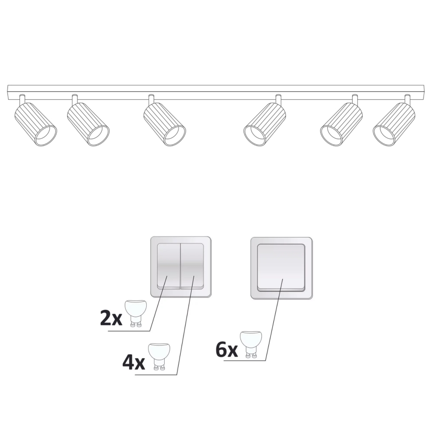 Spotlampe NICEA 6xGU10/10W/230V sort