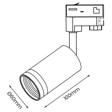 Spotlampe til 3-faset skinnesystem PIPE 1xGU10/25W/230V sort