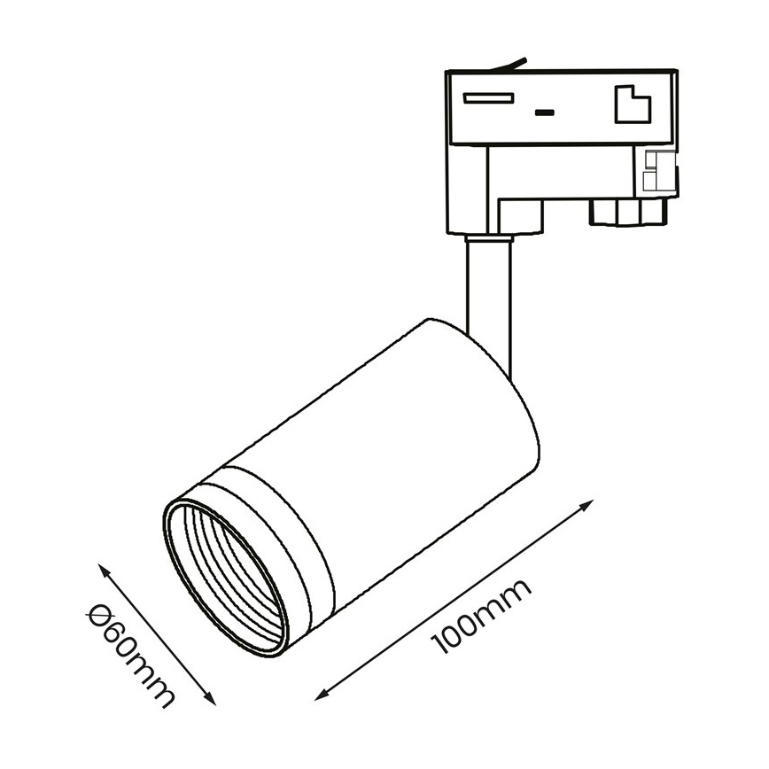 Spotlampe til 3-faset skinnesystem PIPE 1xGU10/25W/230V sort