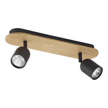 Spotlampe TOP WOOD 2xGU10/10W/230V sort/træ