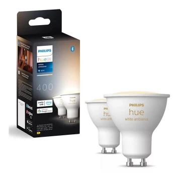 SÆT 2x LED-pære dæmpbar Philips Hue WHITE AMBIANCE GU10/4,2W/230V 2200-6500K