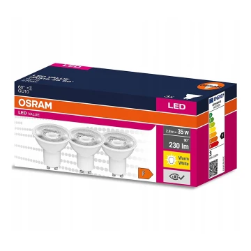 SÆT 3x LED-pære PAR16 GU10/2,8W/230V 2700K 60° - Osram