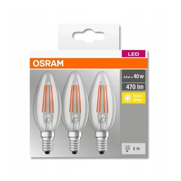 SÆT 3x LED pære VINTAGE B40 E14/4W/230V 2700K - Osram