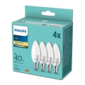 SÆT 4x LED-pære Philips B35 E14/5W/230V 2700K