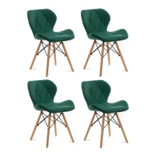 SÆT 4x Spisebordsstol TRIGO 74x48 cm lysegrøn/bøg