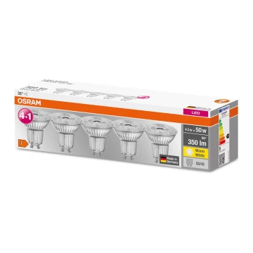 SÆT 5x LED-pære PAR16 GU10/4,3W/230V 2700K 36° - Osram