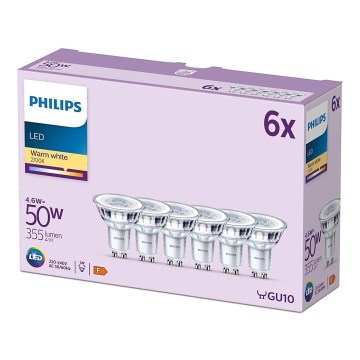 SÆT 6x LED-pære Philips GU10/4,6W/230V 2700K