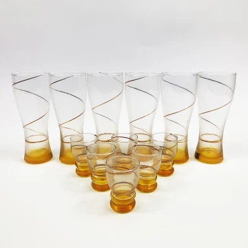 Sæt 6x stort glas og 6x mindre glas gul