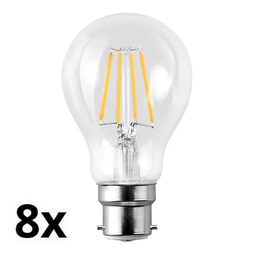 SÆT 8x LED-pære A60 B22/7W/230V 2700K