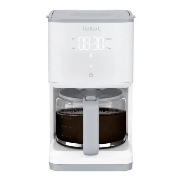 Tefal - Kaffemaskine med dryp-funktion og LCD display SENSE 1000W/230V hvid