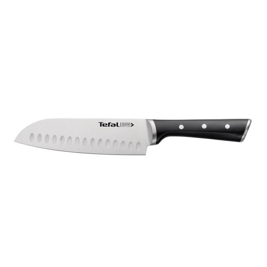 Tefal - Kniv rustfrit stål santoku ICE FORCE 18 cm krom/sort