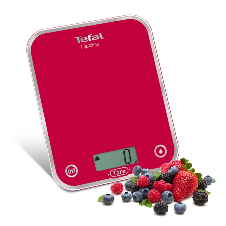 Tefal - Køkkenvægt RASPBERRY 2xAAA rød