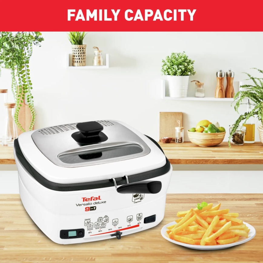 Tefal - Multifunktionel deep fryer 9in1 VERSALIO DE LUXE 1600W/230V 2 l hvid