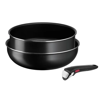 Tefal - Pandesæt 3 stk. INGENIO EASY COOK & CLEAN BLACK