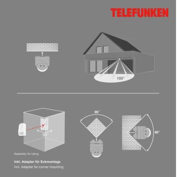 Telefunken 306506TF - Udendørs bevægelsessensor 180° IP44 hvid